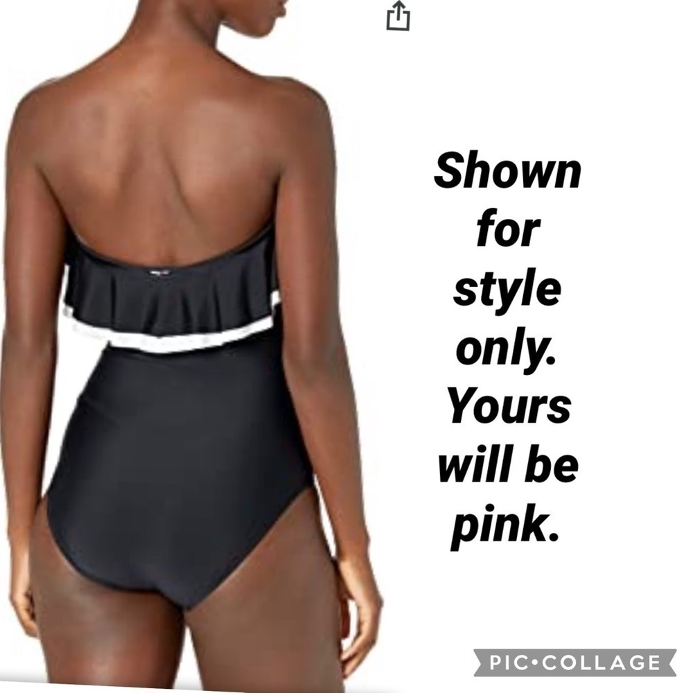 TOMMY Hilfiger Pink White Ruffle 1 Piece Swimsuit - Picture 6 of 10